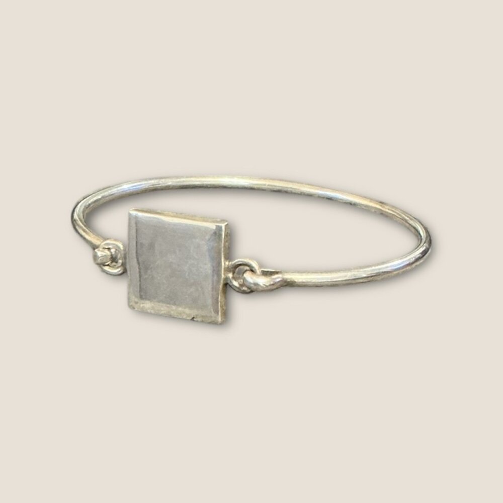 Engravable Sterling Silver Square Hinged Bangle B… - image 3